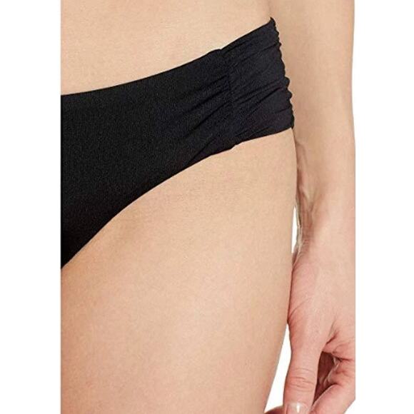 Soluna Shirred Bikini Bottoms Solid Black Swim Bikini Bottom Medium NWT - Picture 4 of 4